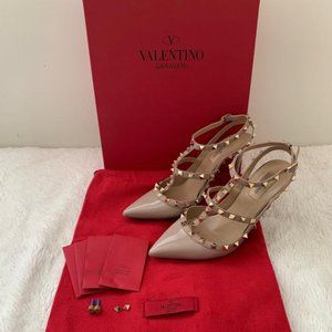Valentino Pink Rockstud Ankle Strap 100 Mm Pumps